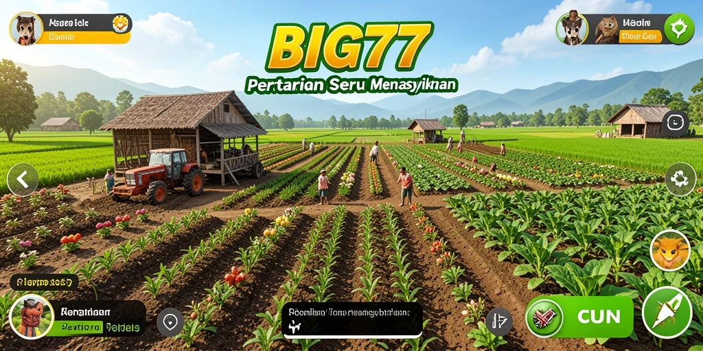 Screenshot gameplay BIG77 menunjukkan keseruan bertani dan merawat hewan.