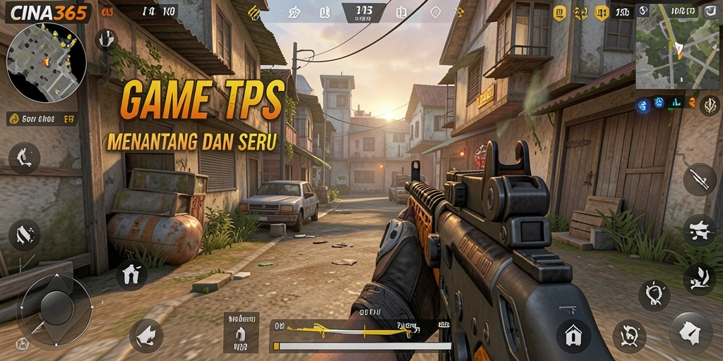 Screenshot utama CINA365 menampilkan aksi seru dalam gameplay TPS.