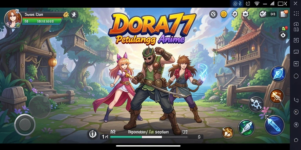 Tampilan gameplay DORA77 dengan karakter Anime yang dinamis.