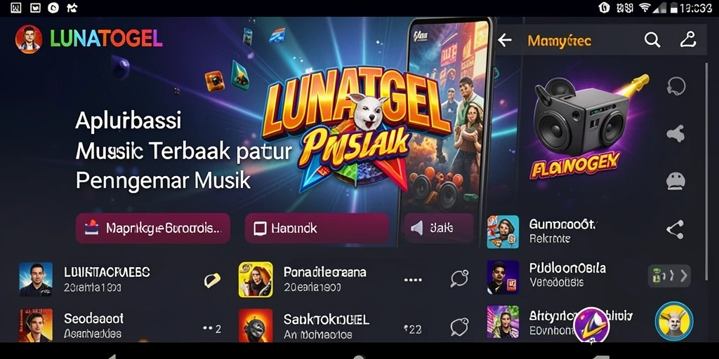 Gambaran gameplay interaktif LUNATOGEL yang penuh dengan musik.