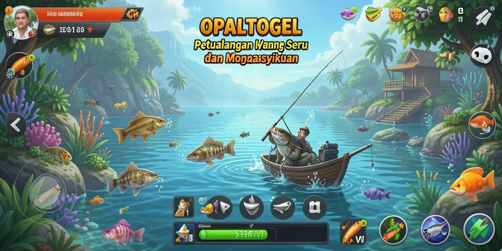 Tampilan gameplay OPALTOGEL yang menarik saat memancing dari lokasi terbaik.