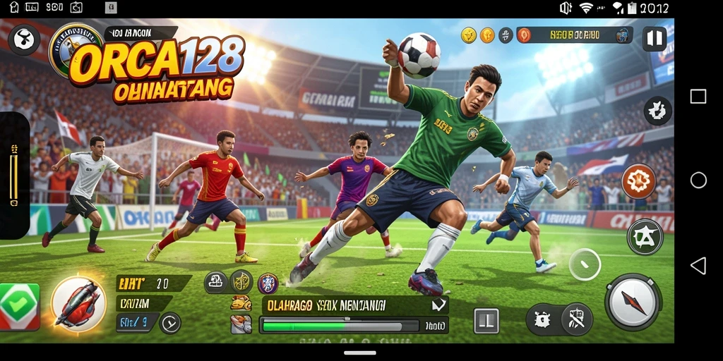 Screenshot ORCA128 menampilkan aksi seru dalam permainan olahraga.