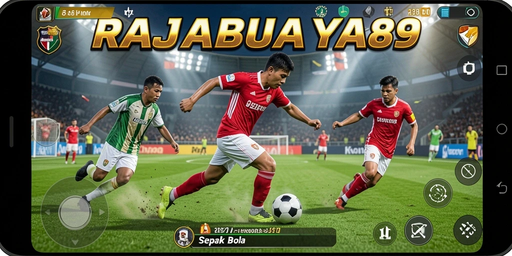 Tampilan seru gameplay RAJABUAYA89 dengan aksi sepak bola nyata.