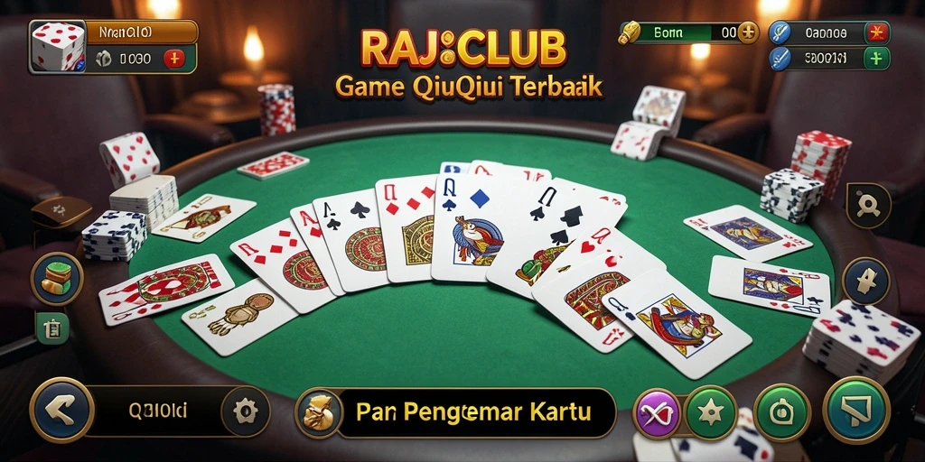 Screenshot RAJACLUB menampilkan gameplay seru permainan QiuQiu.
