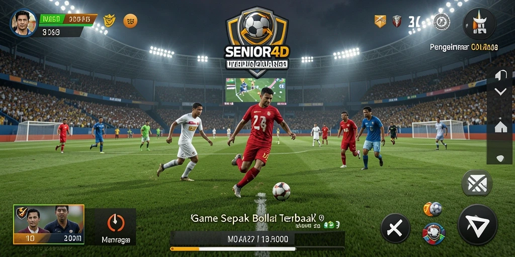 Tampilan gameplay SERIOR4D saat pertandingan sepak bola.